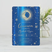 金ゴールド太陽と月の星ブルーメタリックキンセアニェラ 招待状 (スタンド正面)