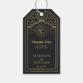 金ゴールド太陽と月タロット結婚の感謝 ギフトタグ (正面)