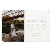 金ゴールド夫妻の写真結婚ありがとう マグネット (横)