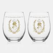 金ゴールド女エレガントの日の植物の個人用設定 ステムなしワイングラス (裏面)