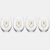 金ゴールド女エレガントの日の植物の個人用設定 ステムなしワイングラス (正面)