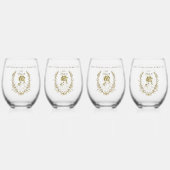 金ゴールド女エレガントの日の植物の個人用設定 ステムなしワイングラス (裏面)