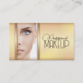 金ゴールド女子シンプル顔メイクアップアーティストカード 名刺 (正面)