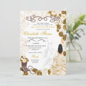 金ゴールド女性のカーボーイチャロウエスタンキンセニェラ 招待状 (スタンド正面)