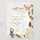 金ゴールド女性のカーボーイチャロウエスタンキンセニェラ 招待状 (正面)