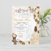 金ゴールド女性のカーボーイチャロウエスタンキンセニェラ 招待状 (スタンド正面)