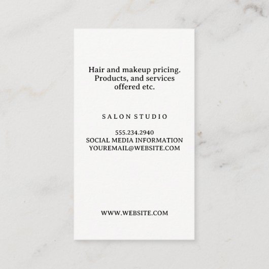 金ゴールド女性美しいサロンロゴ 名刺 (裏面)