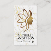 金ゴールド女性美しいサロンロゴ 名刺 (正面)