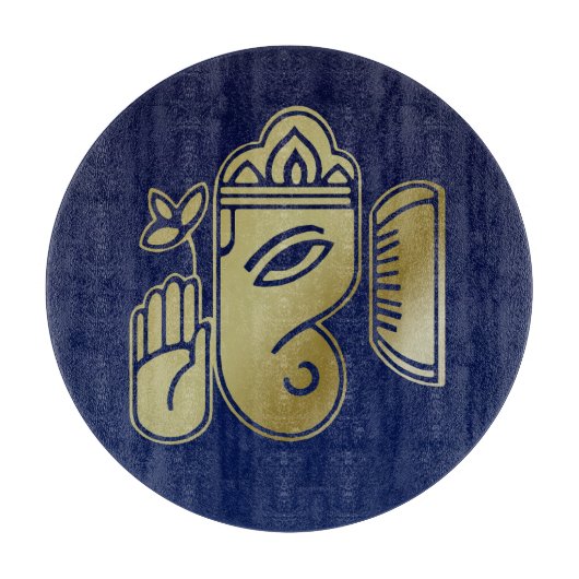 金ゴールド女神ガネシャ – ガラスのカッティングボード カッティングボード (正面)