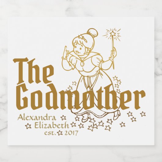 金ゴールド妖精がゴッドマザーをカスタマイズ スパークリングワインラベル (シングルラベル)