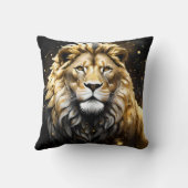 金ゴールド威厳のあると灰色の雄ライオン クッション (裏面)