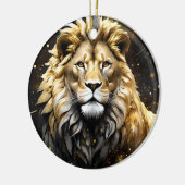 金ゴールド威厳のあると灰色の雄ライオン セラミックオーナメント (左)
