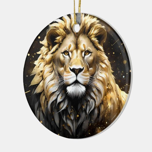金ゴールド威厳のあると灰色の雄ライオン セラミックオーナメント (左)