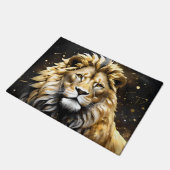 金ゴールド威厳のあると灰色の雄ライオン ドアマット (アングル)