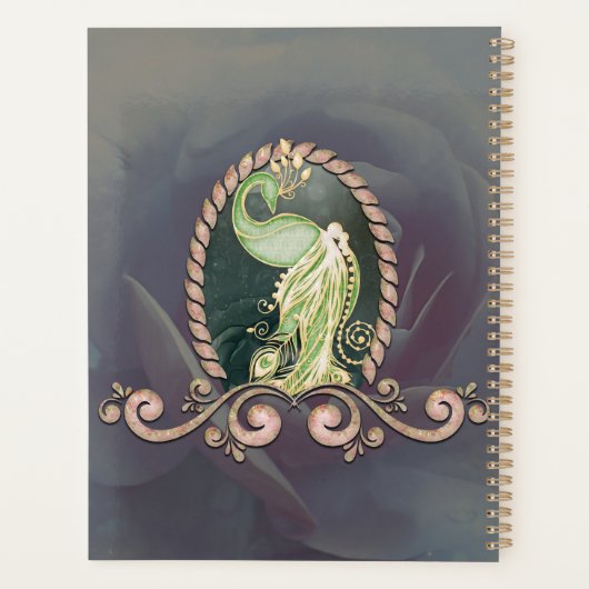 金ゴールド威厳のあると緑の孔雀 プランナー手帳 (裏面)
