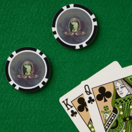 金ゴールド威厳のあると緑の孔雀。 ポーカーチップ