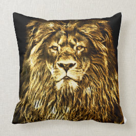 金ゴールド威厳のあるライオン クッション