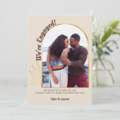 金ゴールド婚約したアーチフォトシャンパン婚約 案内状 (スタンド正面)