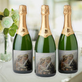 金ゴールド婚約したスカスタムクリプト写真婚約パーティ スパークリングワインラベル