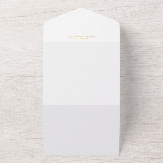 金ゴールド婚約の発表と日付の保存 オールインワン招待状 (外側)