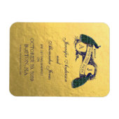 金ゴールド孔雀の日付を保存 マグネット (横)