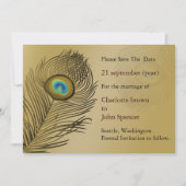 金ゴールド孔雀の結婚式は日付を保存 セーブザデート (正面)