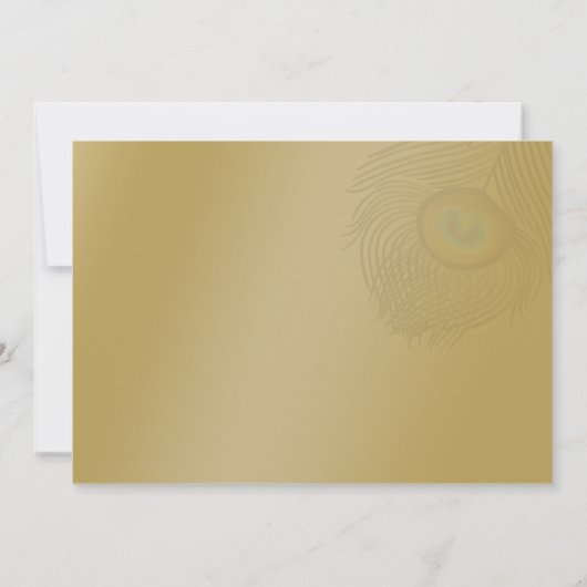 金ゴールド孔雀の結婚式は日付を保存 セーブザデート (裏面)