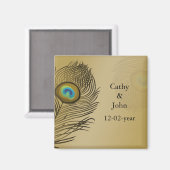 金ゴールド孔雀の結婚式は日付を保存 マグネット (正面/裏面)