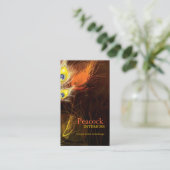 金ゴールド孔雀の羽のインテリアデザイン 名刺 (スタンド正面)