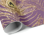 金ゴールド孔雀の羽を紫 ラッピングペーパー (ロールコーナー)