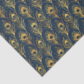 金ゴールド孔雀の羽オンブルーデコペパターン(の模様が)あるージ 薄葉紙 (詳細)