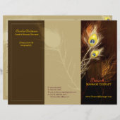 金ゴールド孔雀の羽3つ折りビジネスのパンフレット (正面/裏面)