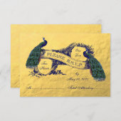 金ゴールド孔雀ウェディングRSVPカード 出欠カード (正面/裏面)