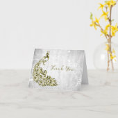 金ゴールド孔雀サンキューカード カード (黄色い花)