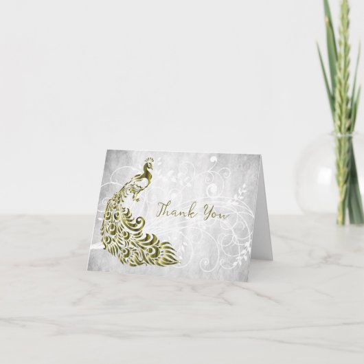 金ゴールド孔雀サンキューカード カード (正面)