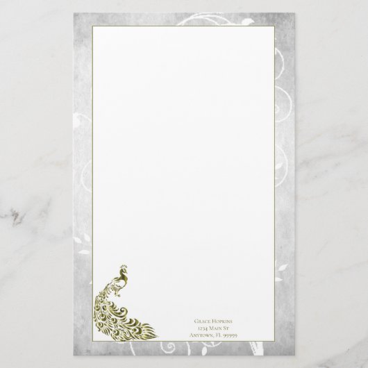 金ゴールド孔雀文具 便箋 (正面)