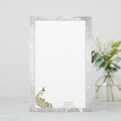 金ゴールド孔雀文具 便箋 (スタンド正面)