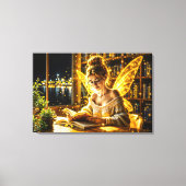 金ゴールド学者妖精の黄金の翼コージーライブラリー キャンバスプリント (正面)
