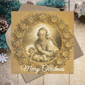 金ゴールド宗教的キリスト教家族写真クリスマス シーズンカード