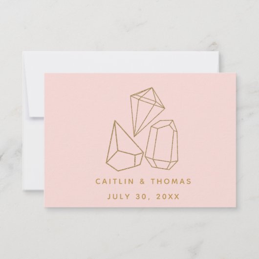 金ゴールド宝石ピンクフード選択RSVP応答カード 出欠カード (裏面)