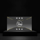 金ゴールド宝石ロゴ付きシックなグレー華美グラデーション 名刺