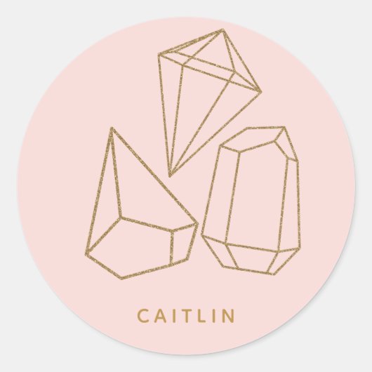 金ゴールド宝石赤面ピンク戻り封筒用シール ラウンドシール (正面)