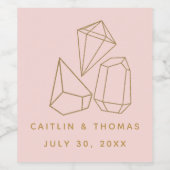 金ゴールド宝石赤面結婚ピンクのワインラベル ワインラベル (シングルラベル)