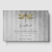 金ゴールド宝石飾ドラゴンフライ結婚ズ ゲストブック (正面)