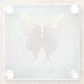 金ゴールド宝飾の蝶 ガラスコースター (裏面)