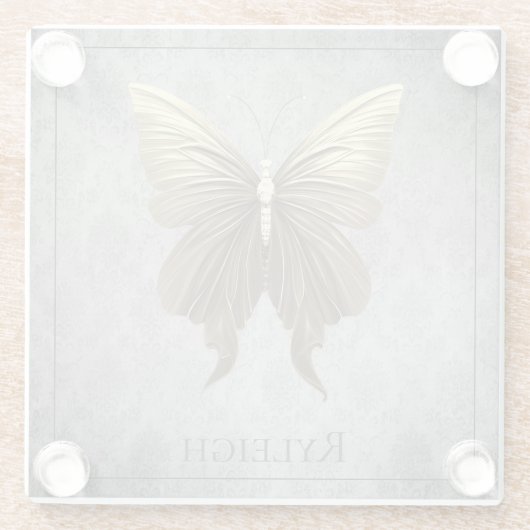 金ゴールド宝飾の蝶 ガラスコースター (裏面)