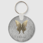 金ゴールド宝飾の蝶 キーホルダー (正面)