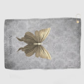 金ゴールド宝飾の蝶 ゴルフタオル (横)