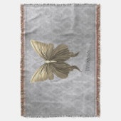 金ゴールド宝飾の蝶 スローブランケット (正面縦)