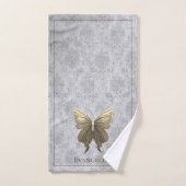 金ゴールド宝飾の蝶 バスタオルセット (ハンドタオル)